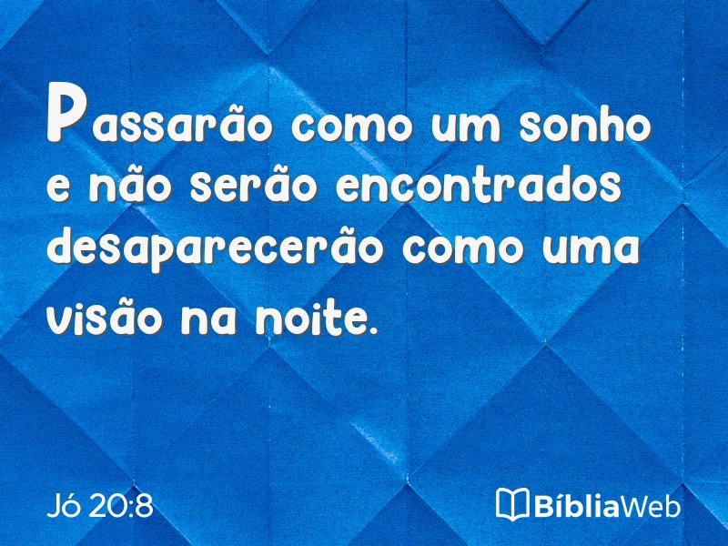 Jó 20:8 em imagem para compartilhar