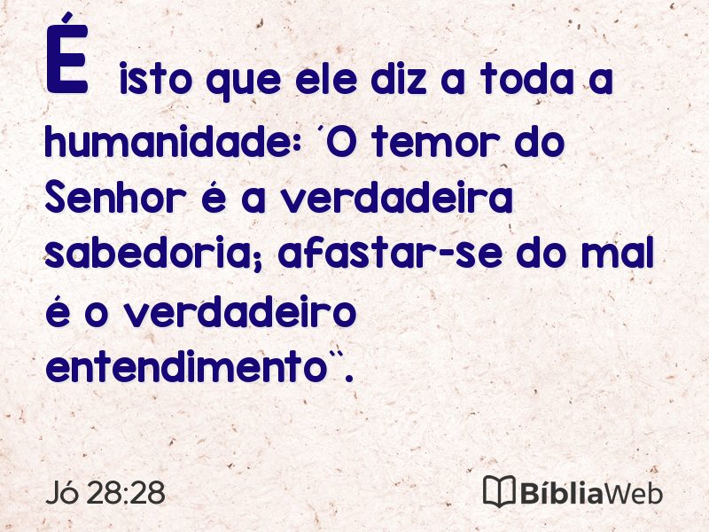 Jó 28:28 em imagem para compartilhar