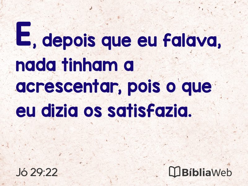 Jó 29:22 em imagem para compartilhar