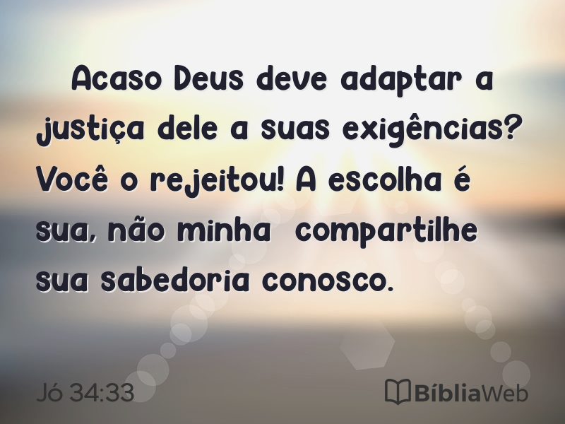 Jó 34:33 em imagem para compartilhar