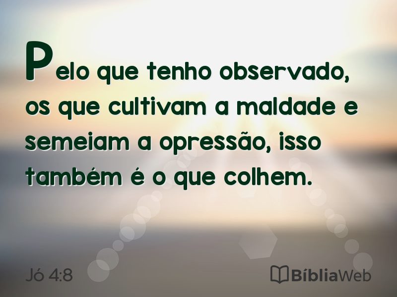 Jó 4:8 em imagem para compartilhar