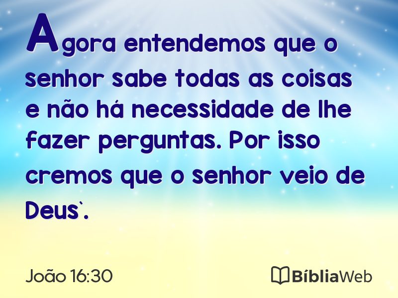 João 16:30 em imagem para compartilhar