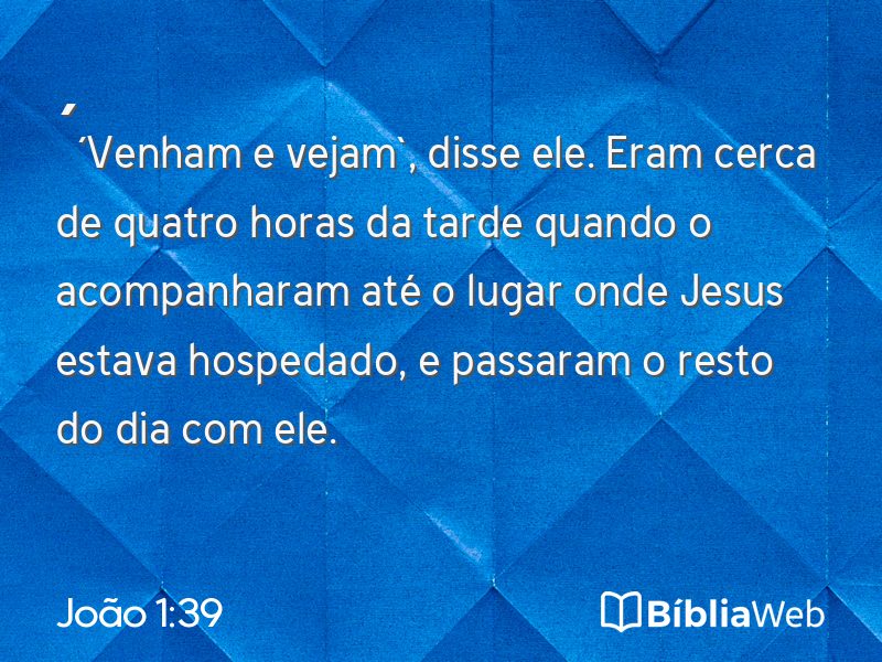 João 1:39 em imagem para compartilhar