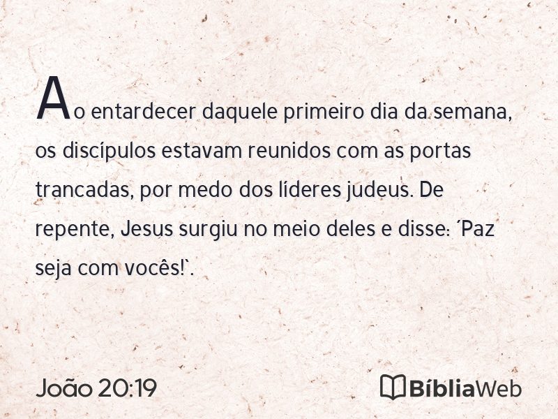 João 20:19 em imagem para compartilhar