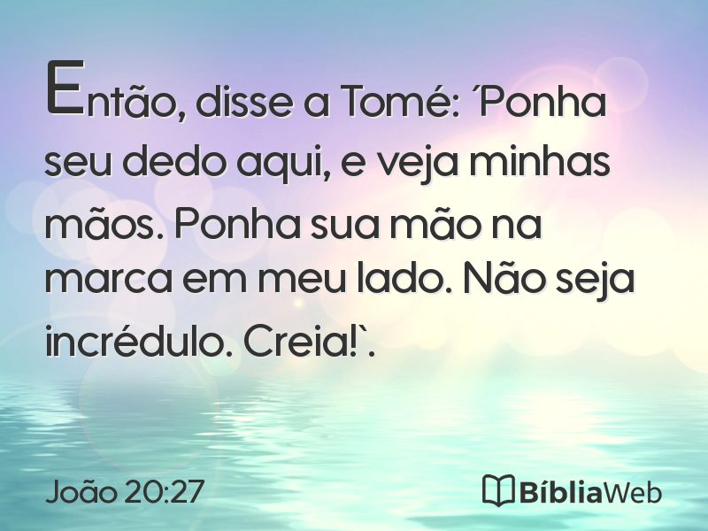 João 20:27 em imagem para compartilhar