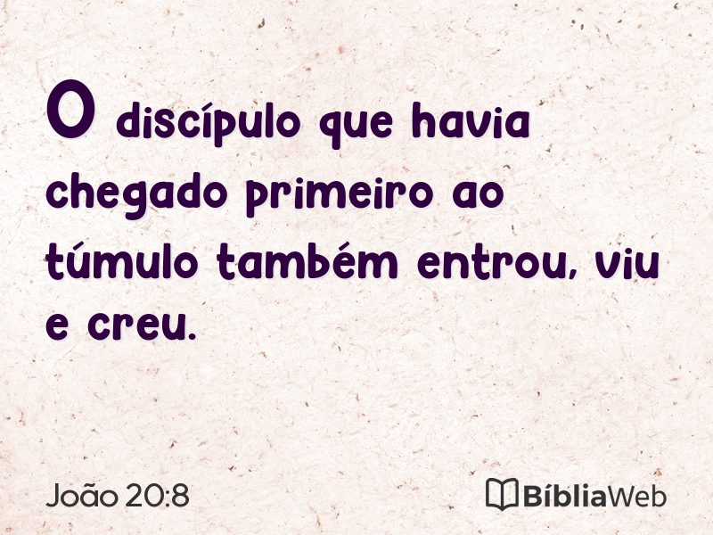 João 20:8 em imagem para compartilhar