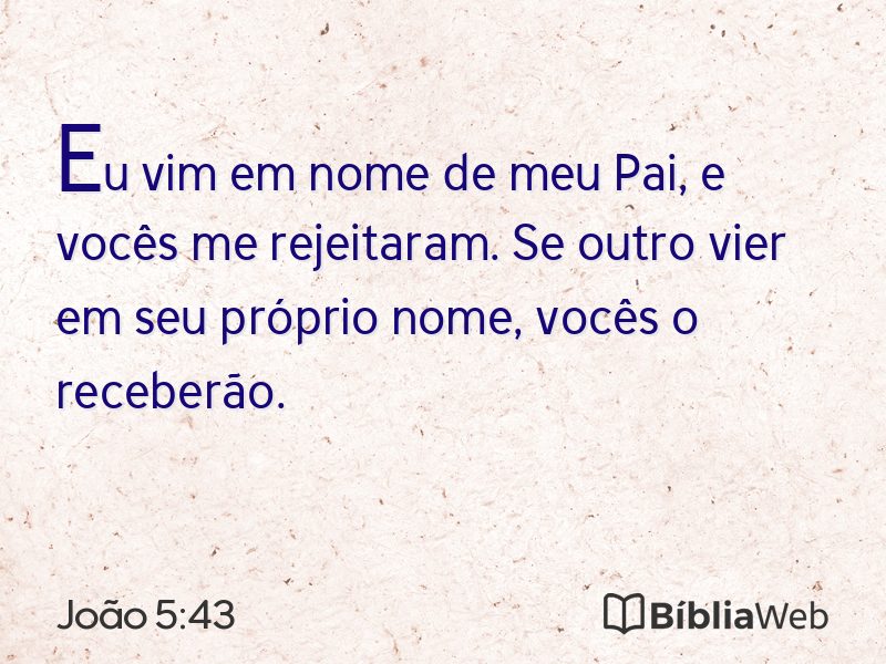 João 5:43 em imagem para compartilhar