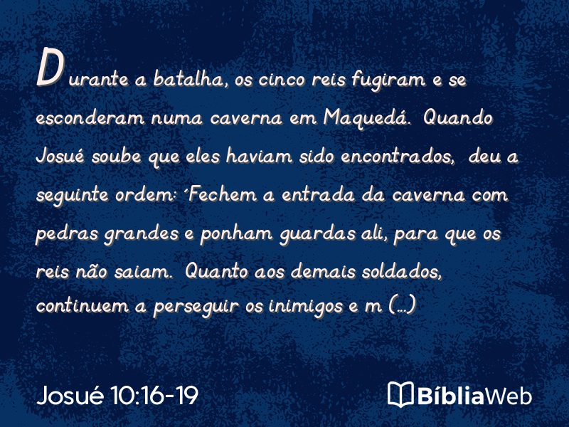 Josué 10:16-19 em imagem para compartilhar