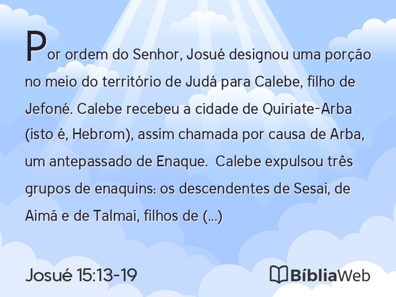 Josué 15:13-19 em imagem para compartilhar
