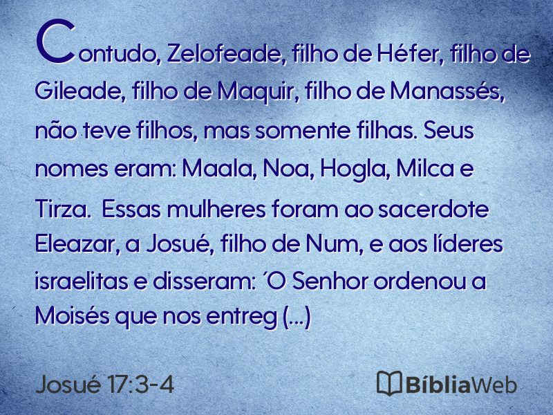 Josué 17:3-4 em imagem para compartilhar