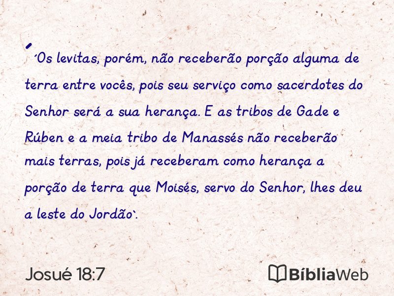 Josué 18:7 em imagem para compartilhar
