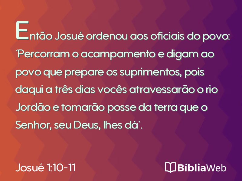 Josué 1:10-11 em imagem para compartilhar