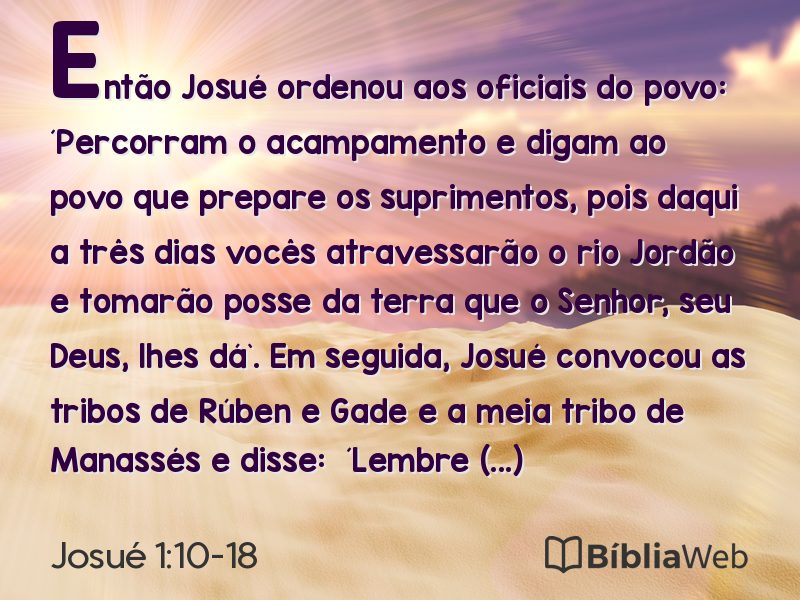 Josué 1:10-18 em imagem para compartilhar