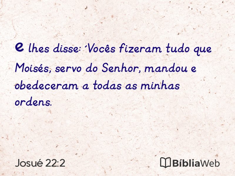 Josué 22:2 em imagem para compartilhar