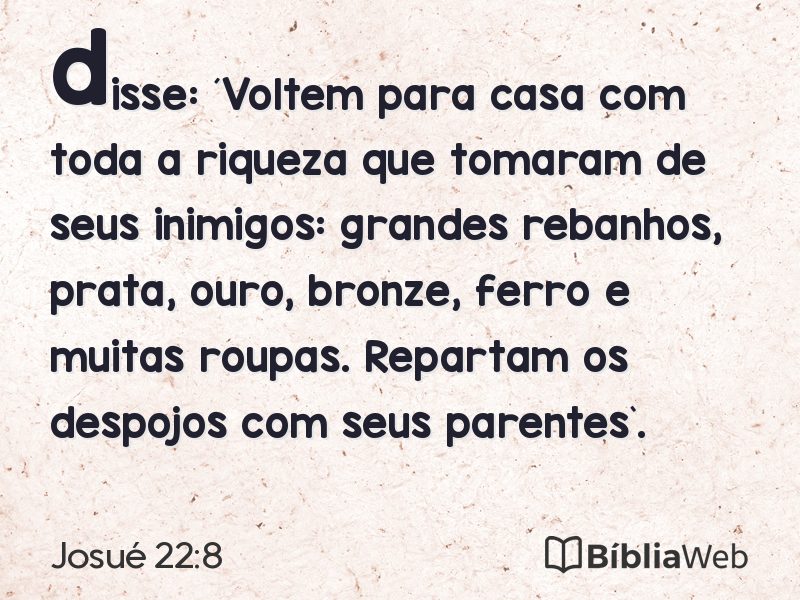 Josué 22:8 em imagem para compartilhar