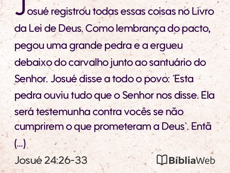 Josué 24:26-33 em imagem para compartilhar
