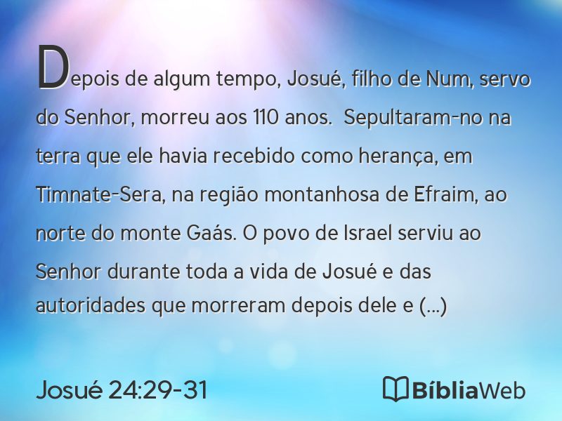 Josué 24:29-31 em imagem para compartilhar