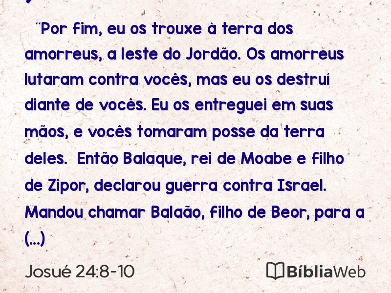 Josué 24:8-10 em imagem para compartilhar
