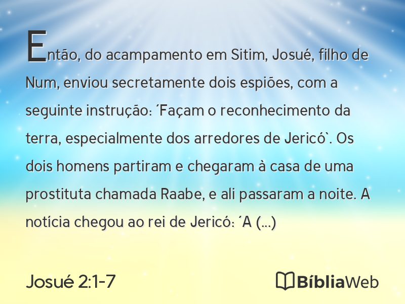 Josué 2:1-7 em imagem para compartilhar