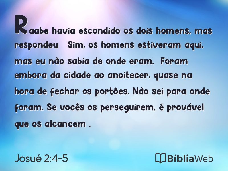 Josué 2:4-5 em imagem para compartilhar