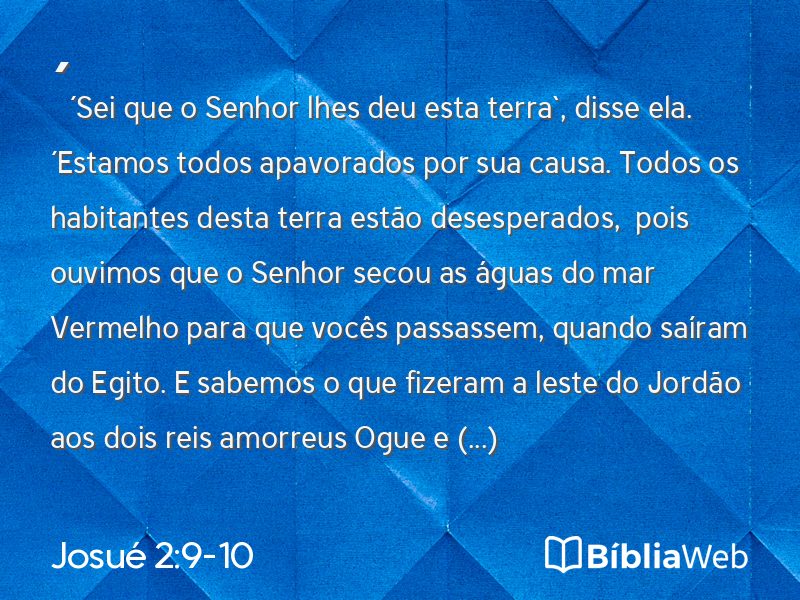 Josué 2:9-10 em imagem para compartilhar