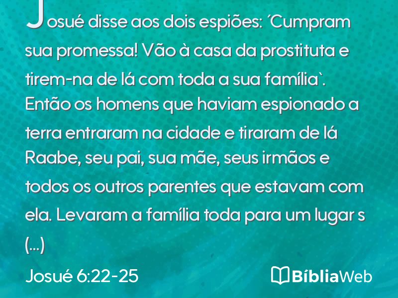 Josué 6:22-25 em imagem para compartilhar