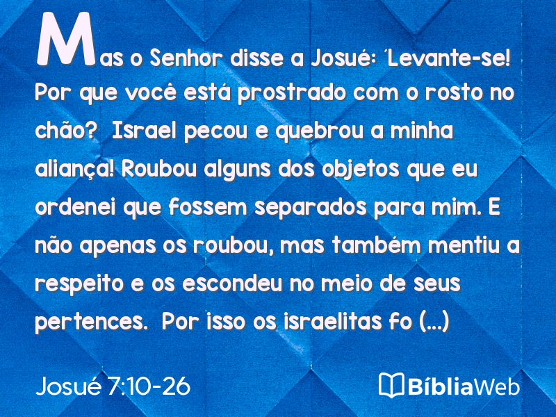 Josué 7:10-26 em imagem para compartilhar