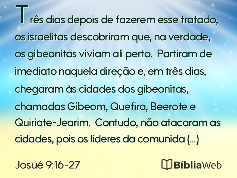 Josué 9:16-27 em imagem para compartilhar