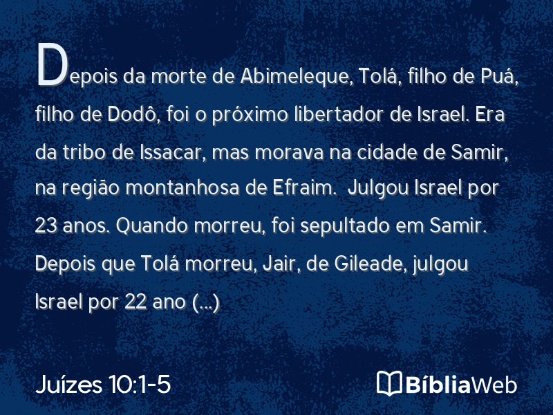 Juízes 10:1-5 em imagem para compartilhar