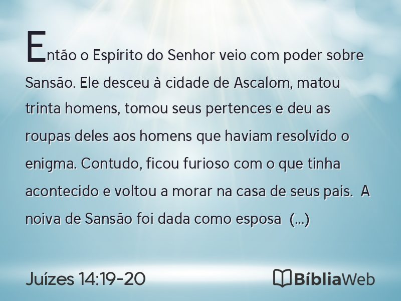 Juízes 14:19-20 em imagem para compartilhar