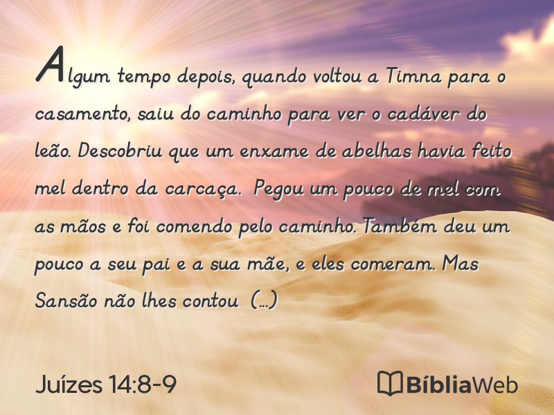 Juízes 14:8-9 em imagem para compartilhar