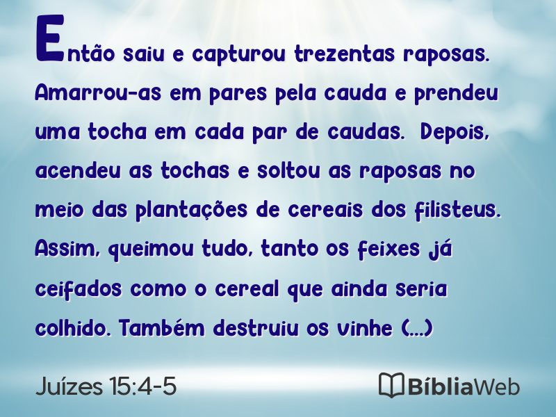 Juízes 15:4-5 em imagem para compartilhar