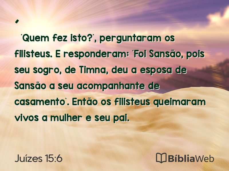 Juízes 15:6 em imagem para compartilhar