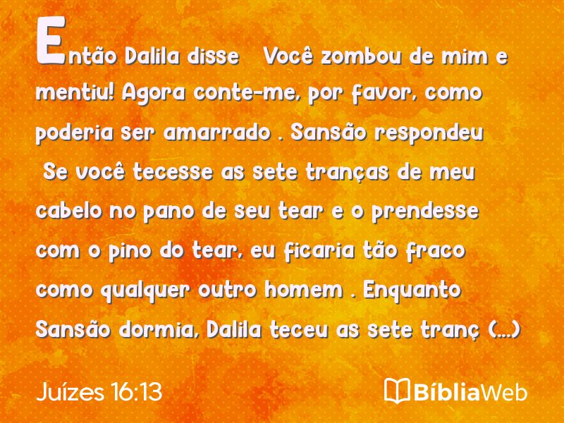 Juízes 16:13 em imagem para compartilhar