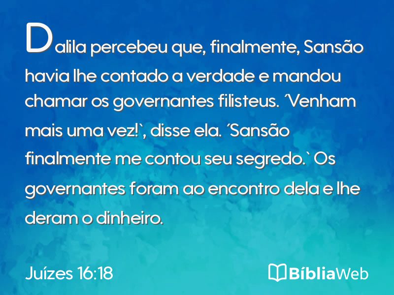 Juízes 16:18 em imagem para compartilhar