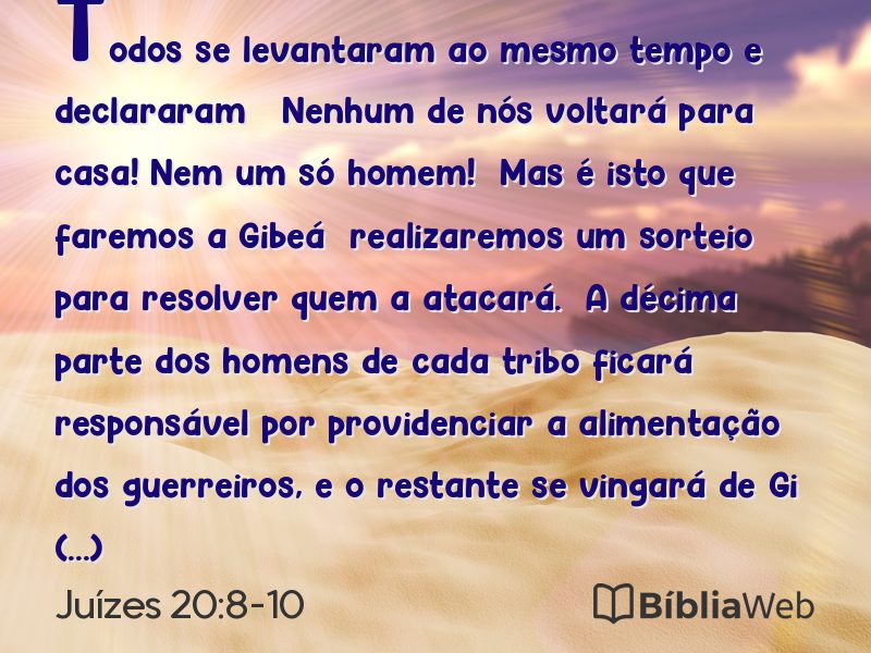 Juízes 20:8-10 em imagem para compartilhar