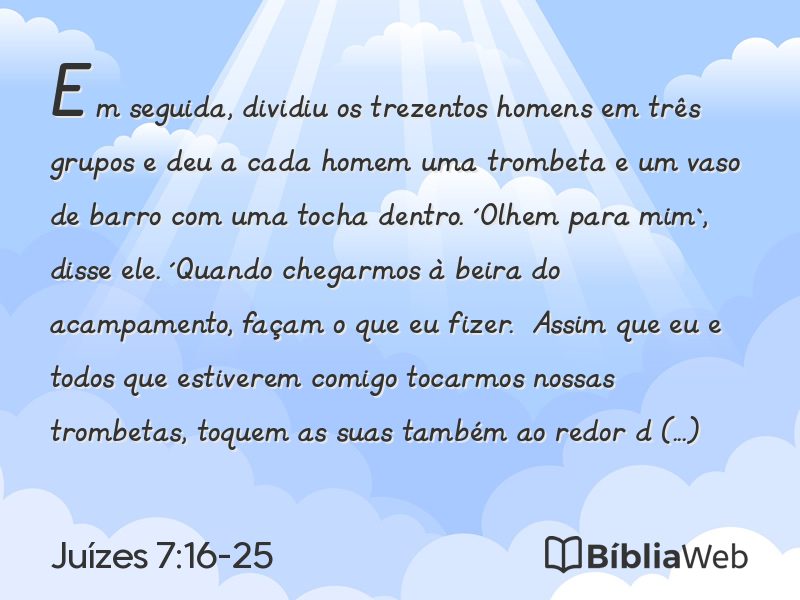 Juízes 7:16-25 em imagem para compartilhar