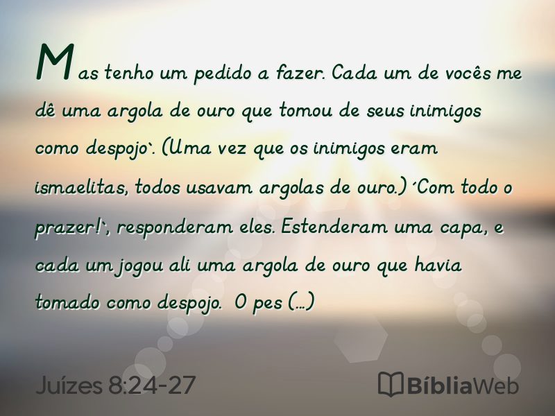 Juízes 8:24-27 em imagem para compartilhar