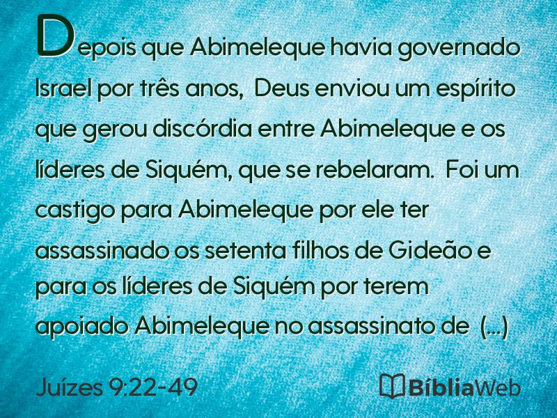 Juízes 9:22-49 em imagem para compartilhar