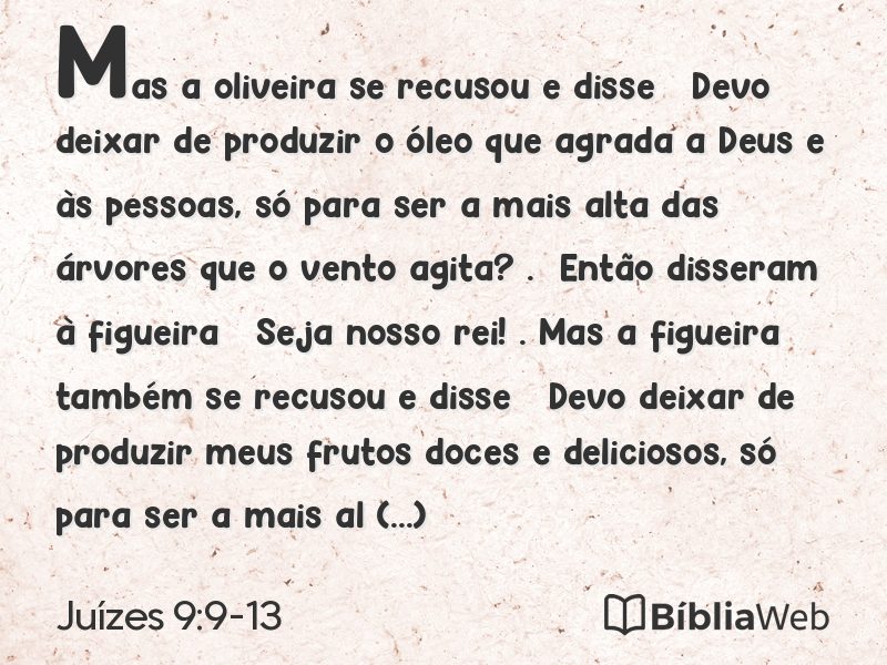 Juízes 9:9-13 em imagem para compartilhar