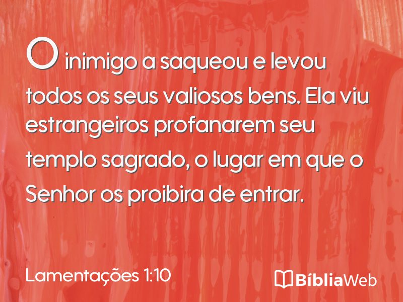 Lamentações 1:10 em imagem para compartilhar