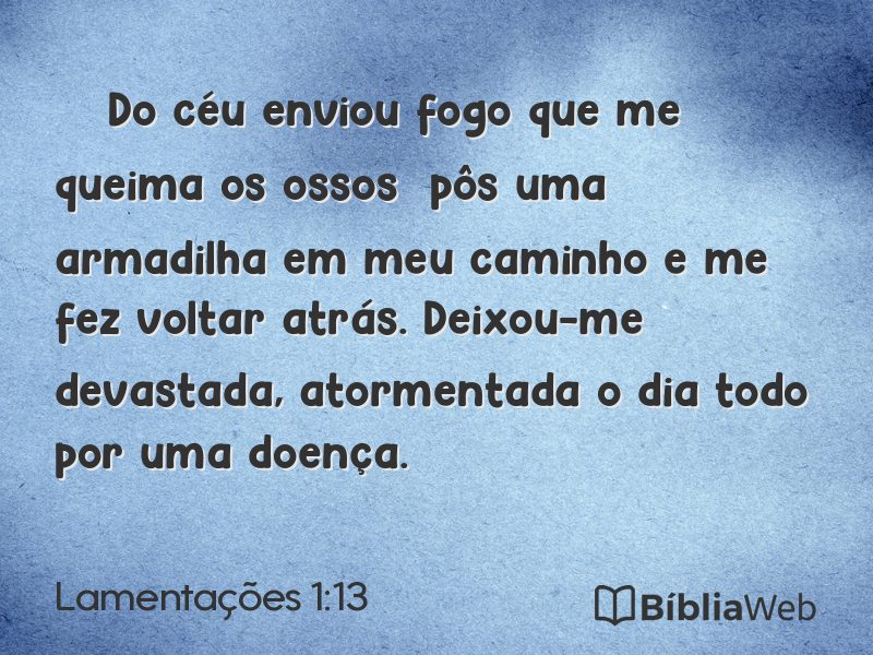 Lamentações 1:13 em imagem para compartilhar