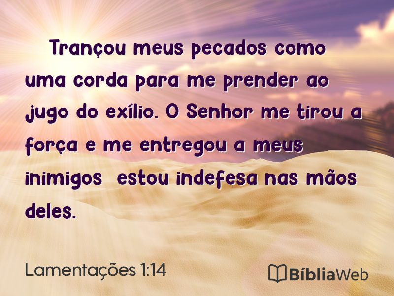 Lamentações 1:14 em imagem para compartilhar