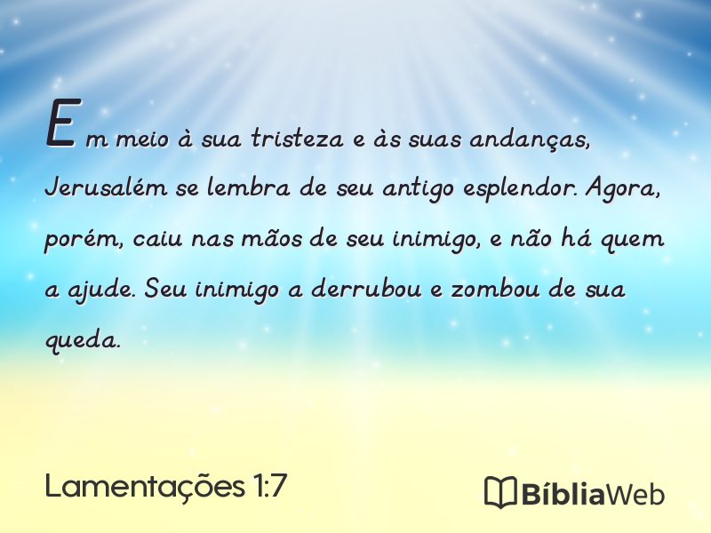 Lamentações 1:7 em imagem para compartilhar