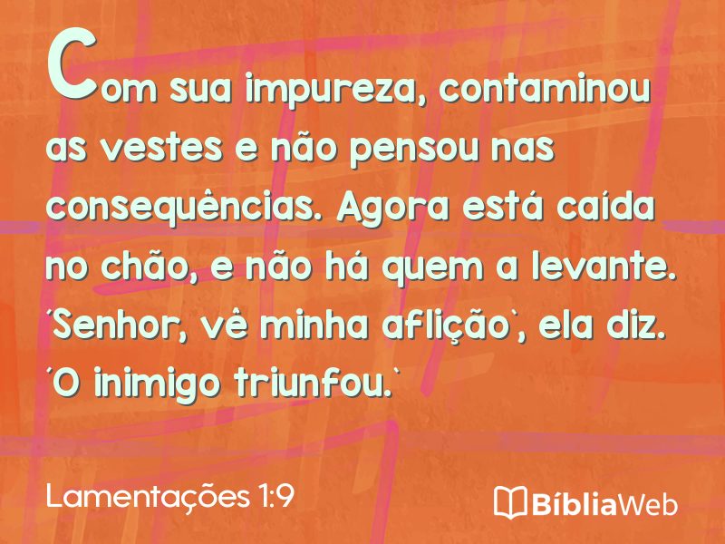 Lamentações 1:9 em imagem para compartilhar