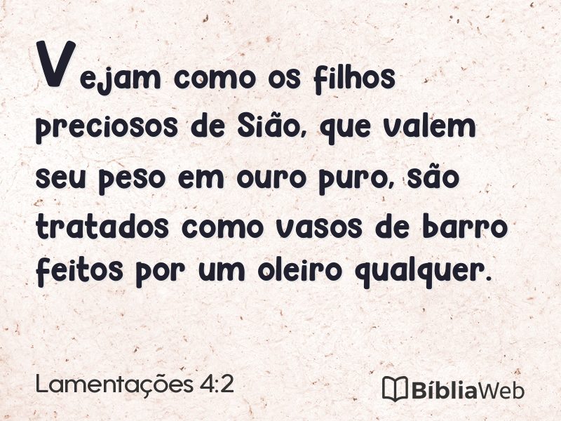 Lamentações 4:2 em imagem para compartilhar