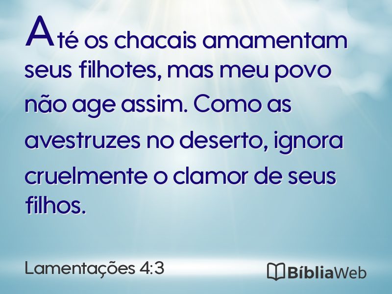 Lamentações 4:3 em imagem para compartilhar