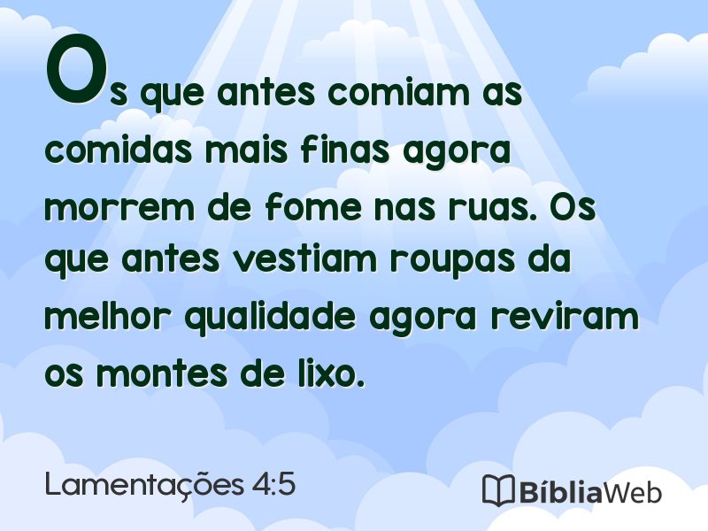 Lamentações 4:5 em imagem para compartilhar