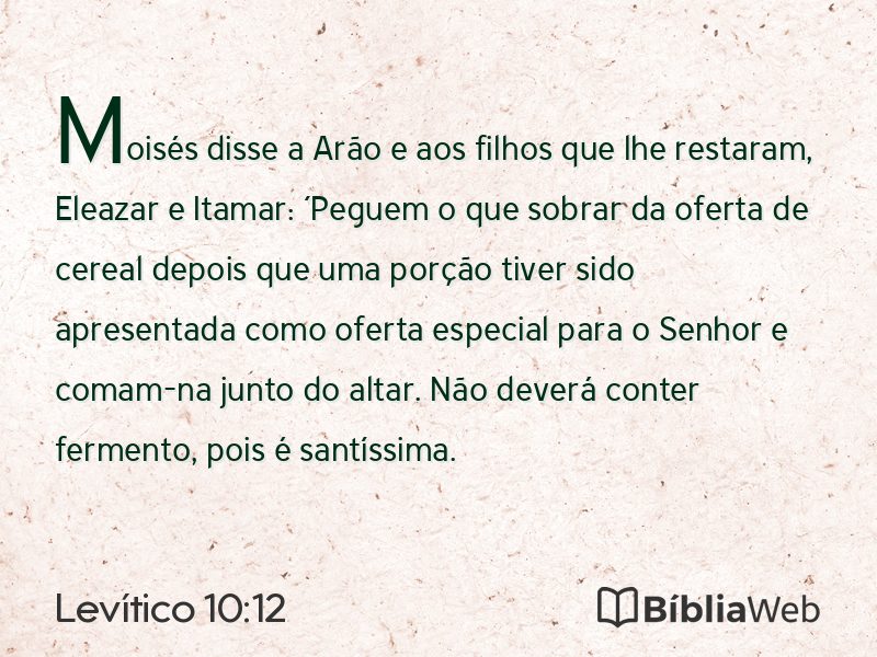Levítico 10:12 em imagem para compartilhar