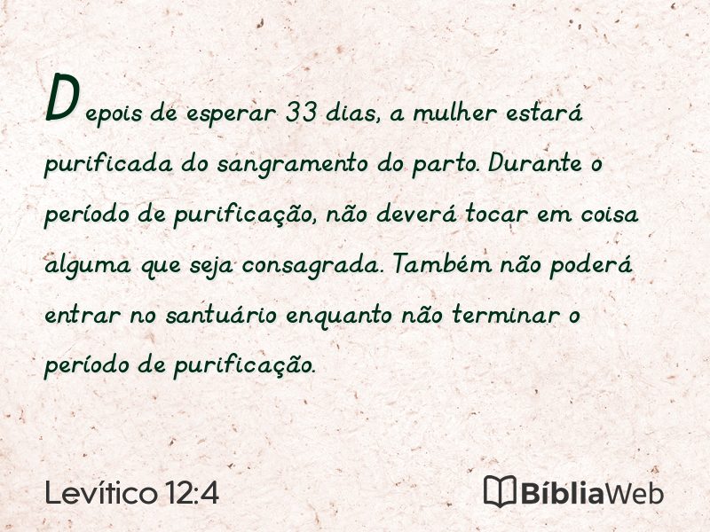 Levítico 12:4 em imagem para compartilhar